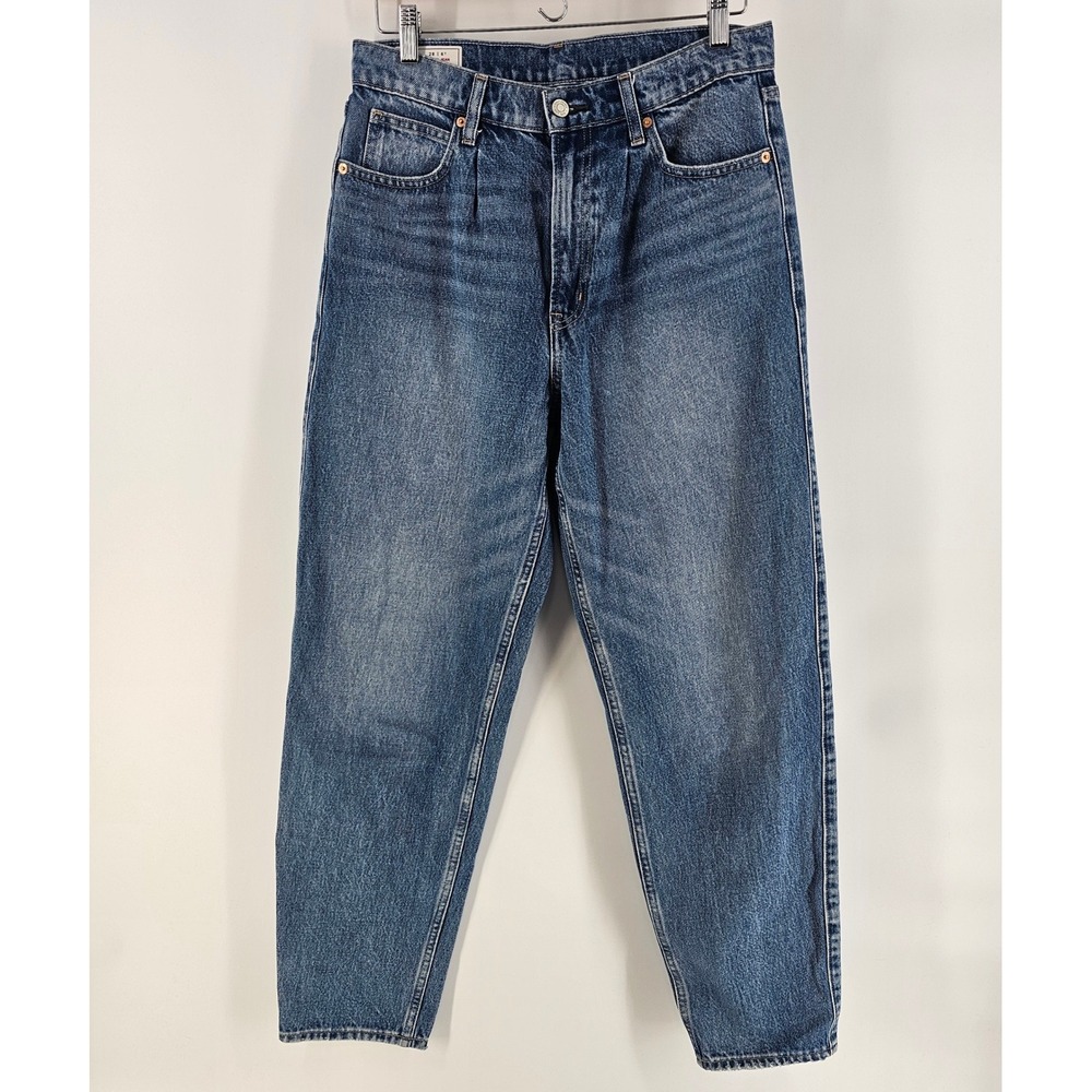 Gap Barrel Jean High Rise Women 28/6 Tall Medium Wash Denim 90s Style Relaxed